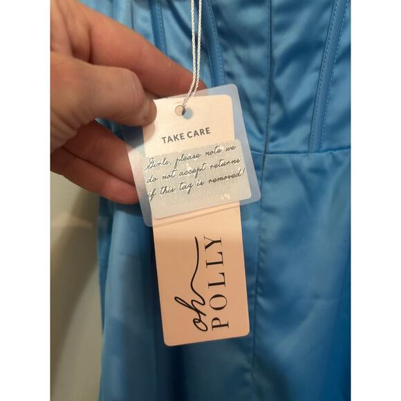 Oh Polly Blue Maeve Corset Crystal Trim Mini Dress 22196 Size 8 NWT - Picture 7 of 9